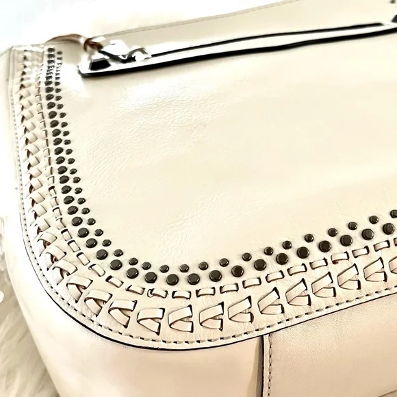 EUC White Rebecca Minkoff Studded Braided Leather Crossbody Bag - Picture 8 of 16